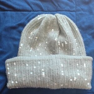 Nordstrom Sequin-Embellished Sage Color Beanie